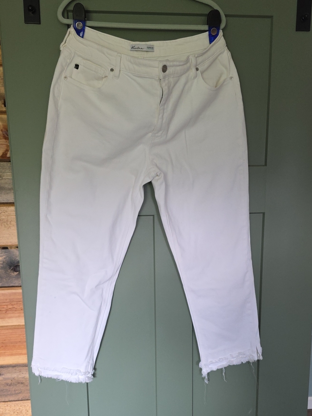KanCan White Crop Frayed-Hem Women's Jeans